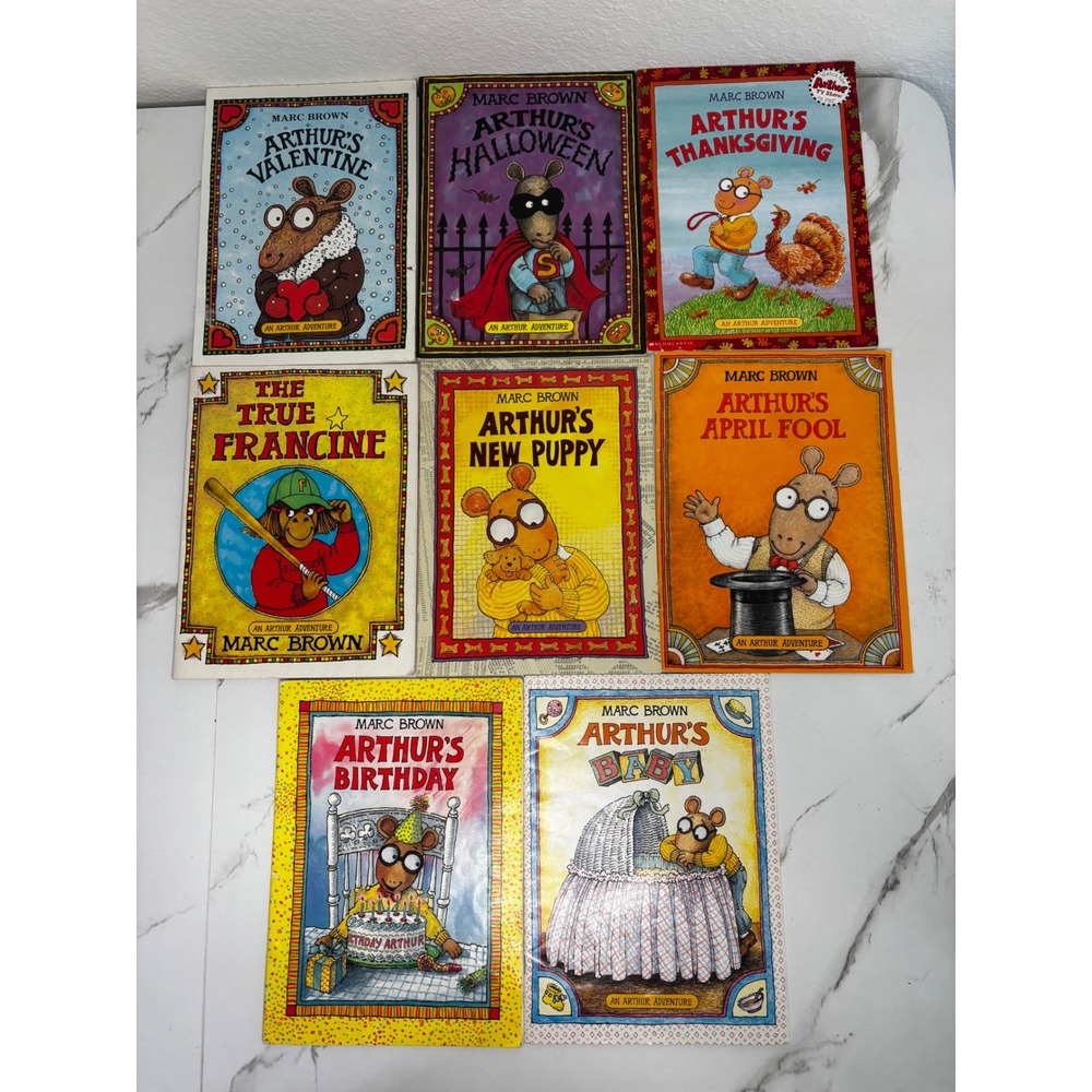Marc Brown Arthur Adventure Paperback Book Bundle Set of 8 Holiday Birthday Baby